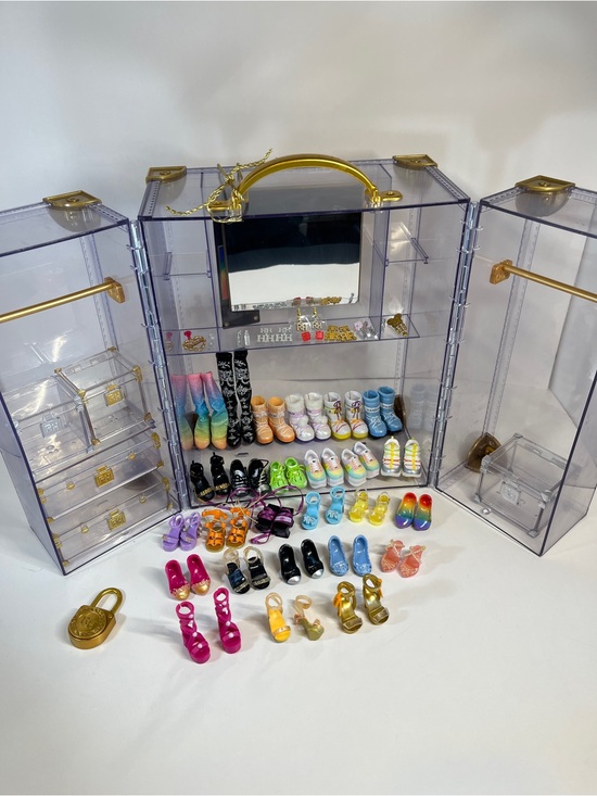 Other - Rainbow High Doll Closet + 26 Pair of Shoes Boots Earrings Deluxe Fashion Lot